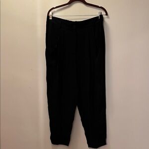 Women’s Black 100% Silk Eileen Fisher Pleated Ankle Pants. Gorgeous.